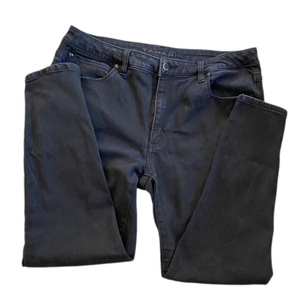 Tahari Jeans Comfort Fit Charcoal Black Straight tapered Workwear Pant Womens 16